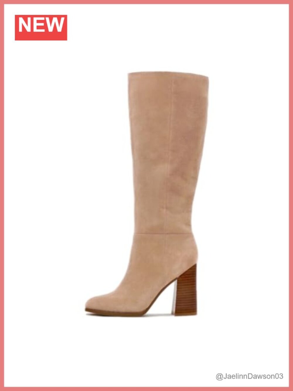 Faux Suede Slouch Knee High Boots Chunky Heel Side Zip Women